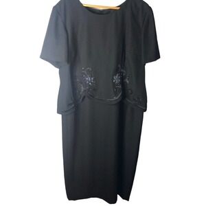 VINTAGE Formal Black Cocktail Dress Size 22W Midi NWT